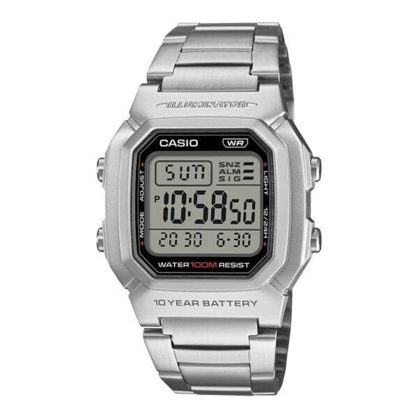 Casio W-800HD-1A Vintage Digital Watch – Silver Stainless Steel