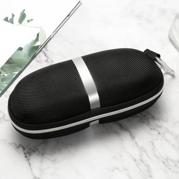 Black Sunglasses Case With  Silver Bar