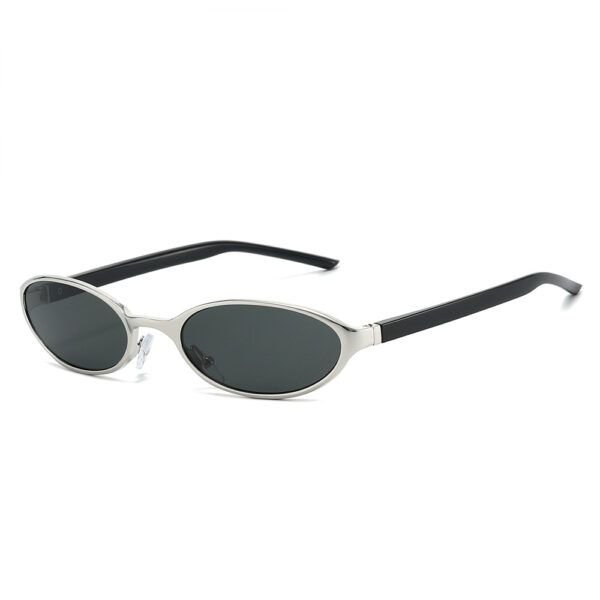 Futuristic Metallic Silver-Rimmed Cat-Eye Sunglasses